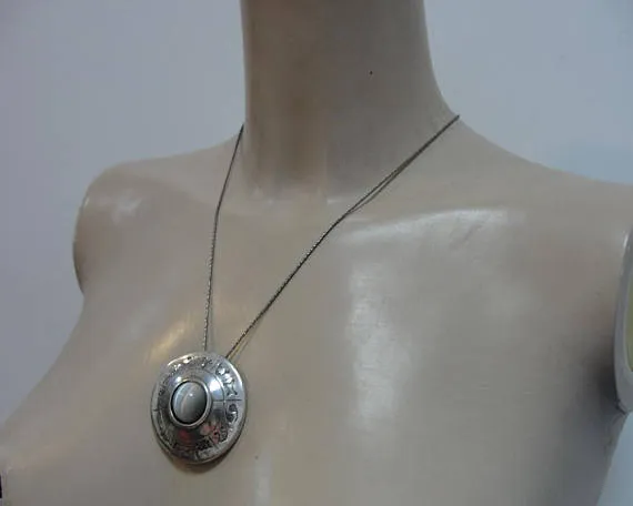 Handmade 925 sterling silver Cat 's Eye pendant, Silver necklace, pendant, Birthday Gift, Everyday, Christmas Gift, Free Shipping (4803