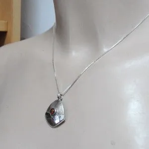 Handmade Art 925 Sterling Silver Amber Pendant (H)