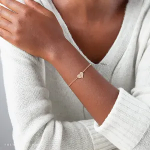 Heart Bracelet Engraved With Letter, Monogram Or Short Name, Bracelet For Women, Birthday Gift, Unisex, Gold Filled, Silver • BHH11X9