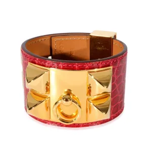 Hermès Collier De Chien Bracelet in Braise Alligator
