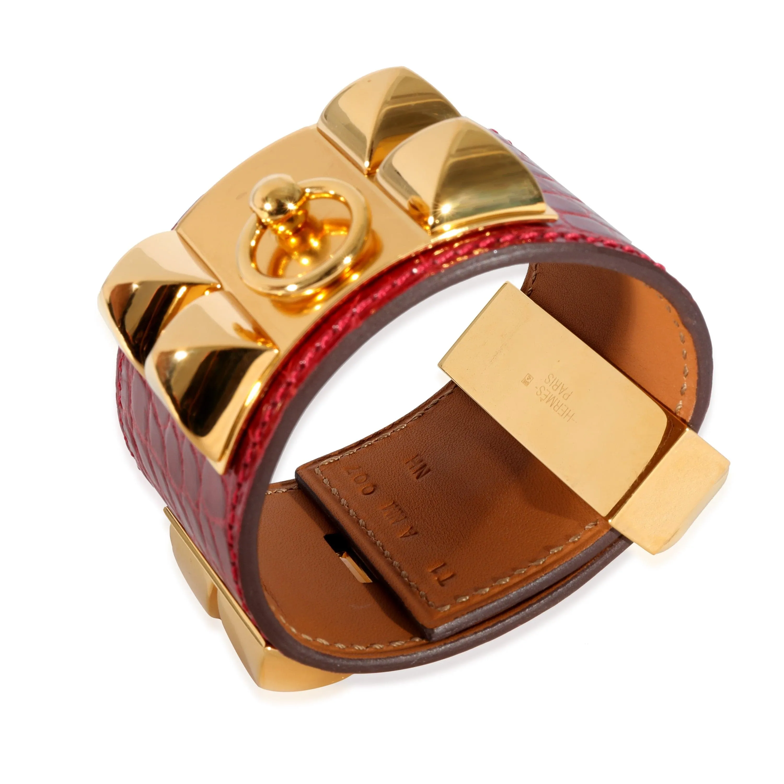 Hermès Collier De Chien Bracelet in Braise Alligator
