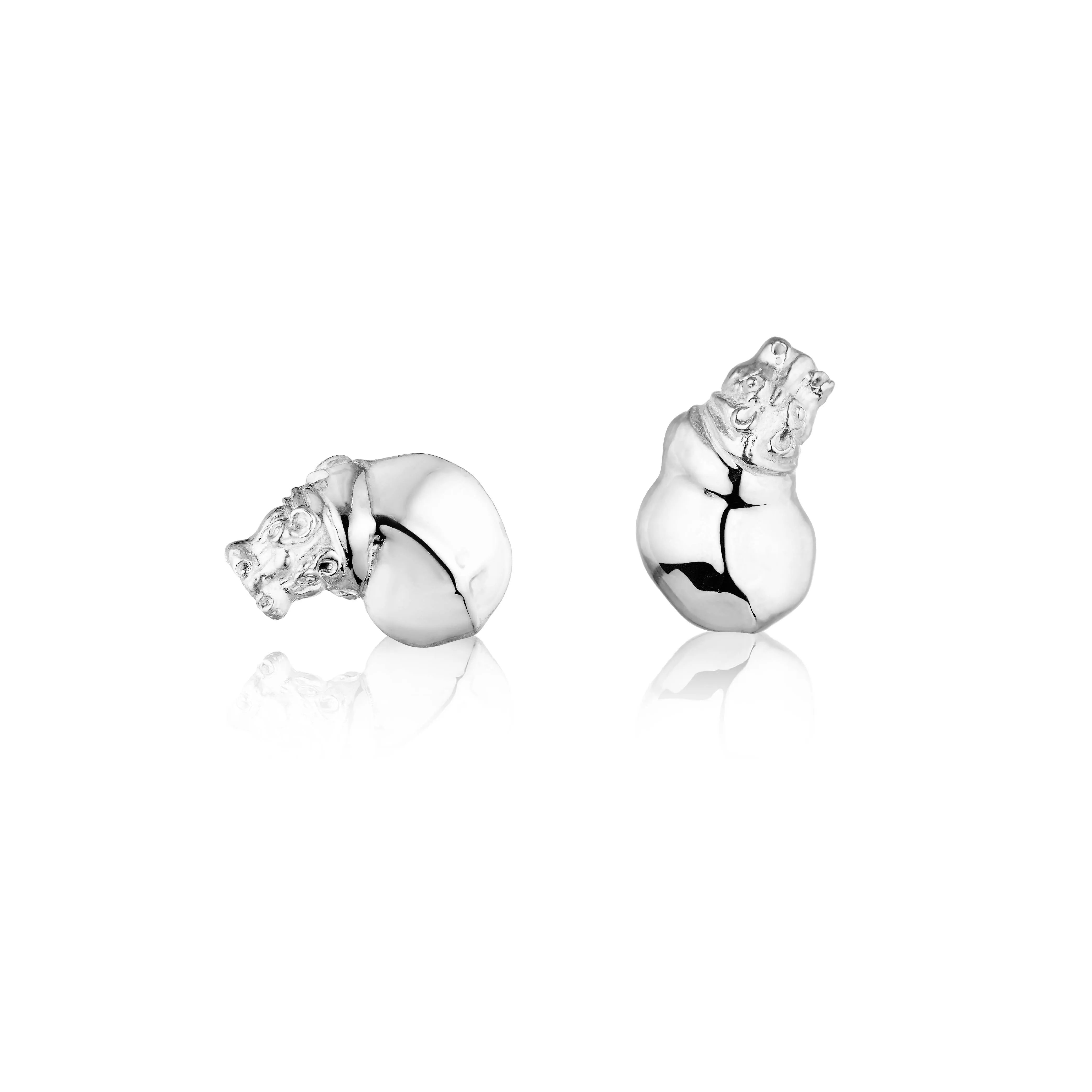 Hippo Stud Earrings in Silver