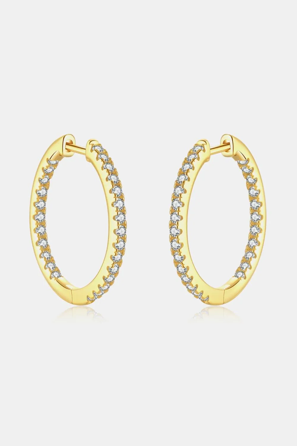 Inlaid Zircon 925 Sterling Silver Huggie Earrings