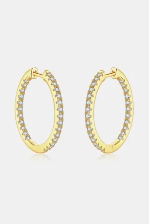 Inlaid Zircon 925 Sterling Silver Huggie Earrings