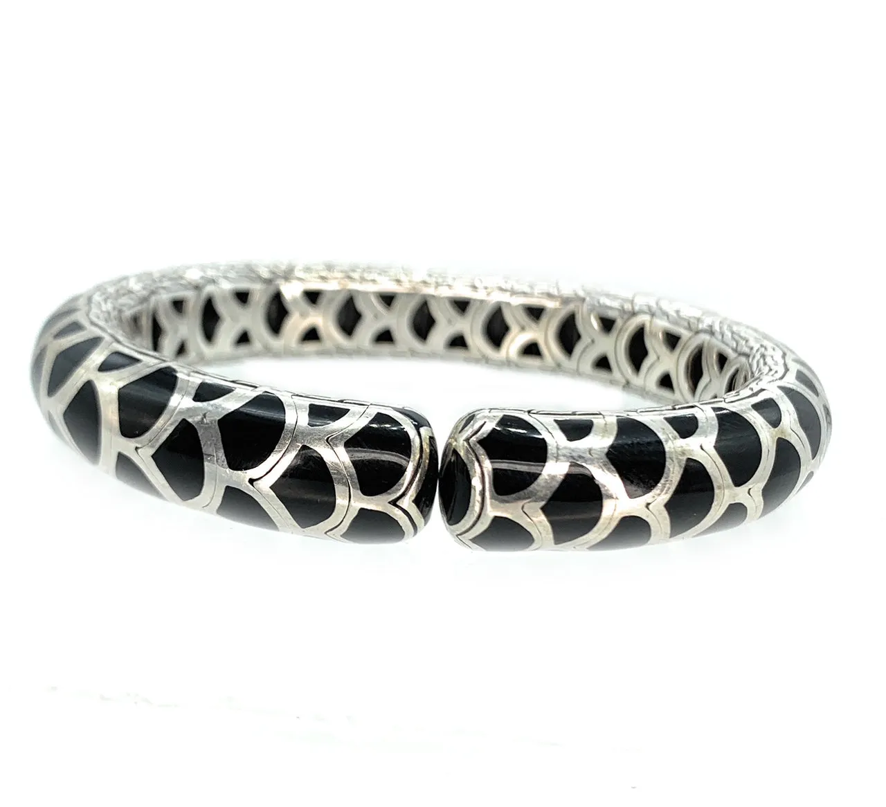 John Hardy Sterling Silver & Onyx Legends Hinge Kick Naga Cuff Bracelet