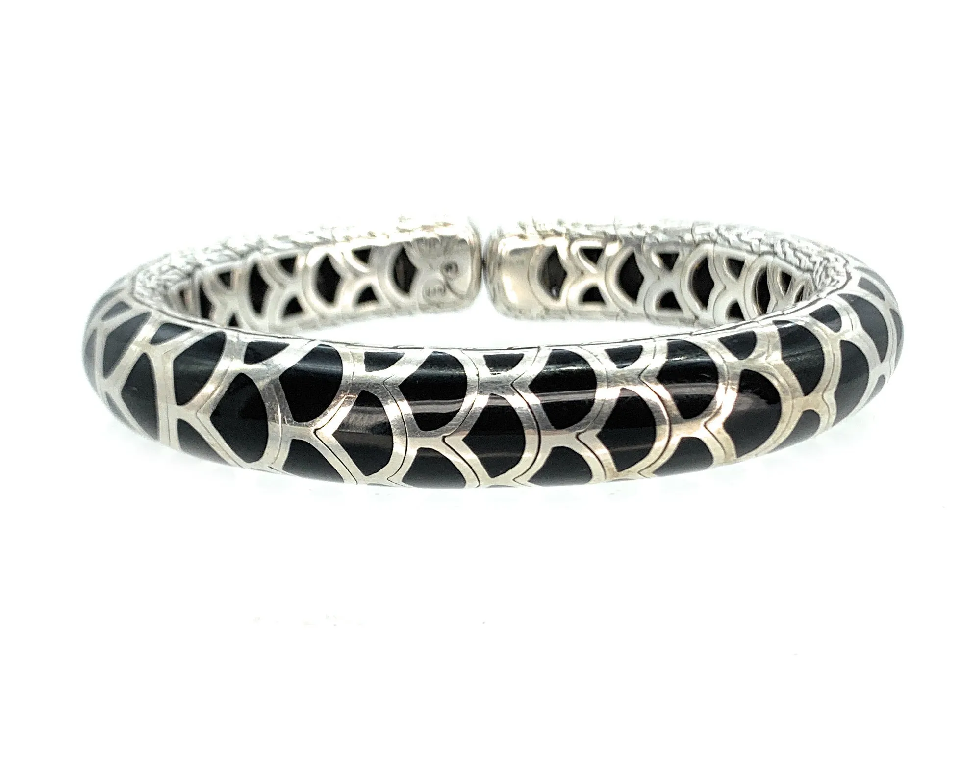 John Hardy Sterling Silver & Onyx Legends Hinge Kick Naga Cuff Bracelet