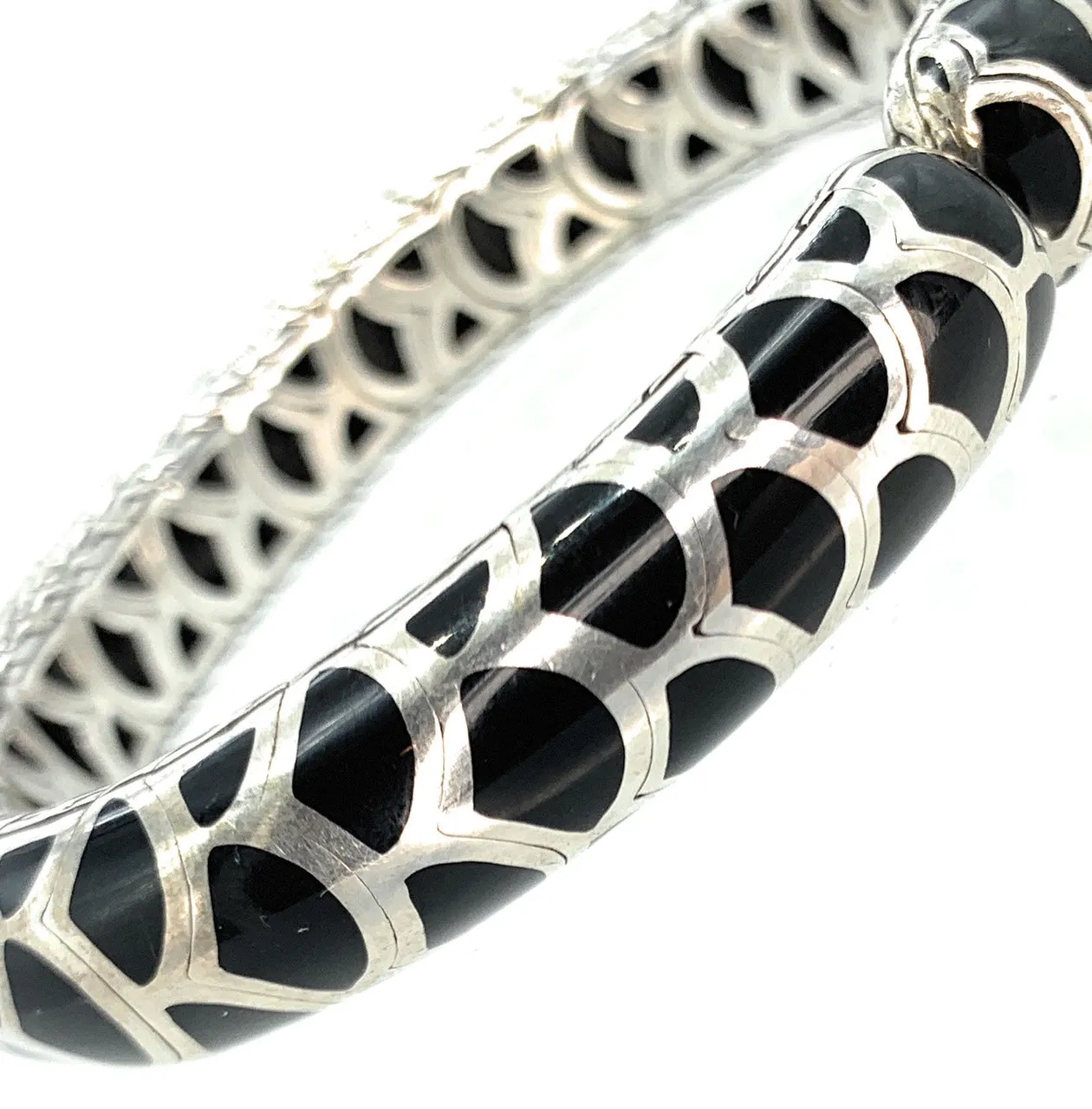 John Hardy Sterling Silver & Onyx Legends Hinge Kick Naga Cuff Bracelet