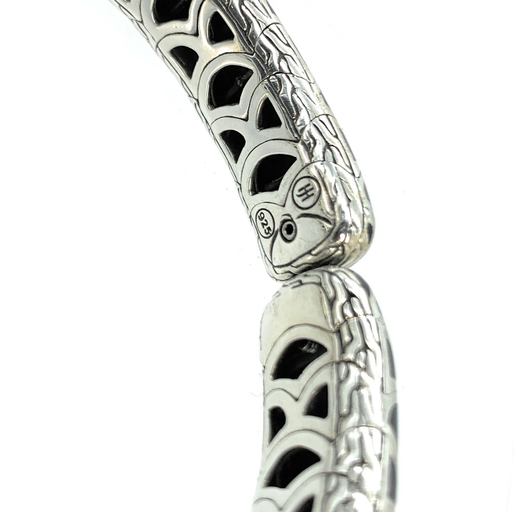 John Hardy Sterling Silver & Onyx Legends Hinge Kick Naga Cuff Bracelet