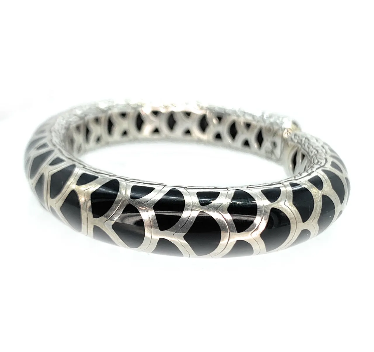 John Hardy Sterling Silver & Onyx Legends Hinge Kick Naga Cuff Bracelet