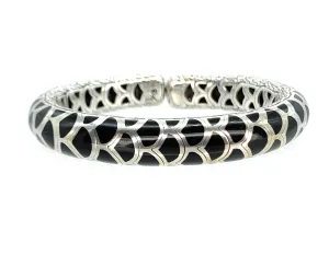John Hardy Sterling Silver & Onyx Legends Hinge Kick Naga Cuff Bracelet