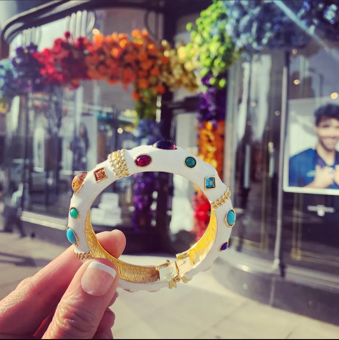Kenneth Jay Lane white multi coloured bangle