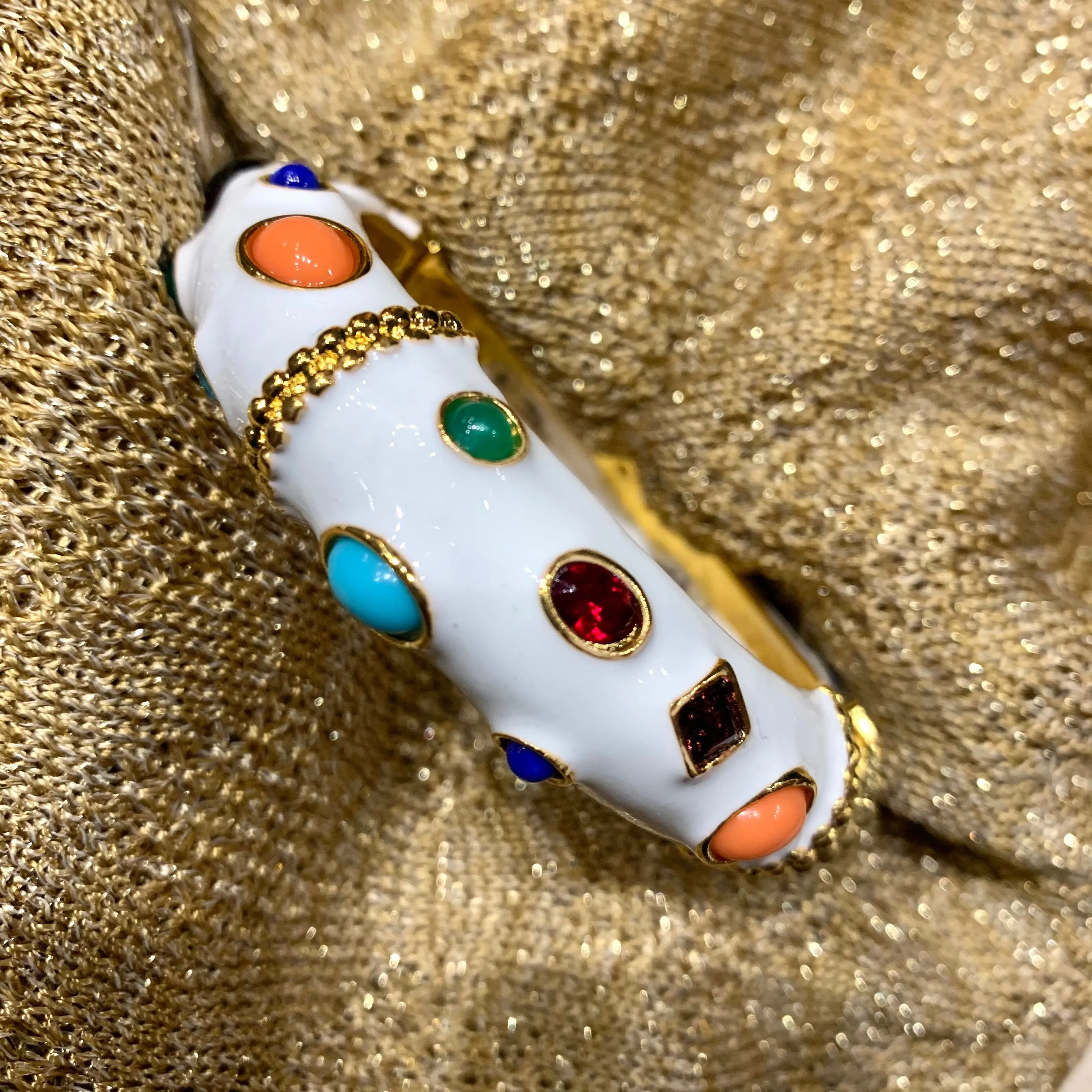 Kenneth Jay Lane white multi coloured bangle