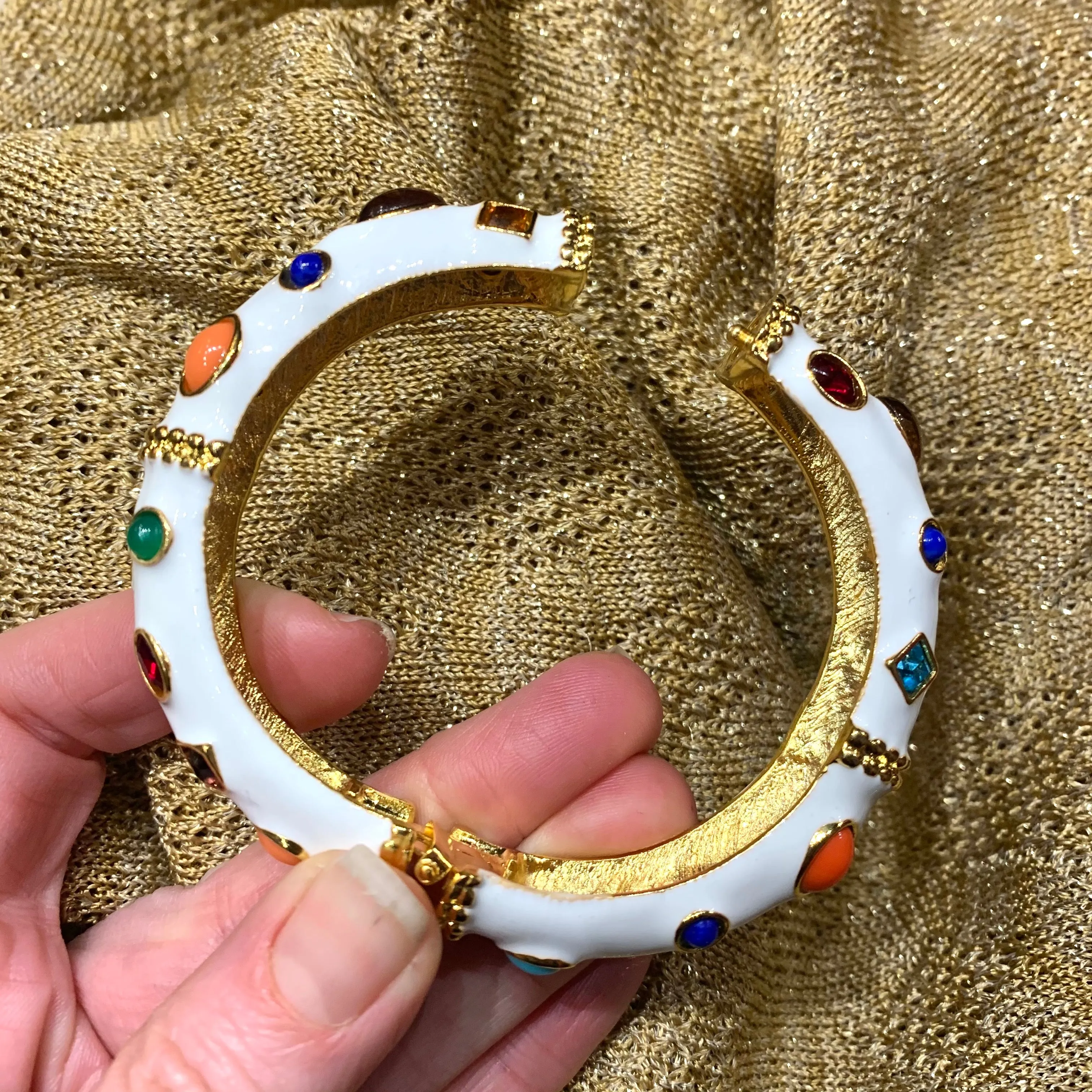 Kenneth Jay Lane white multi coloured bangle