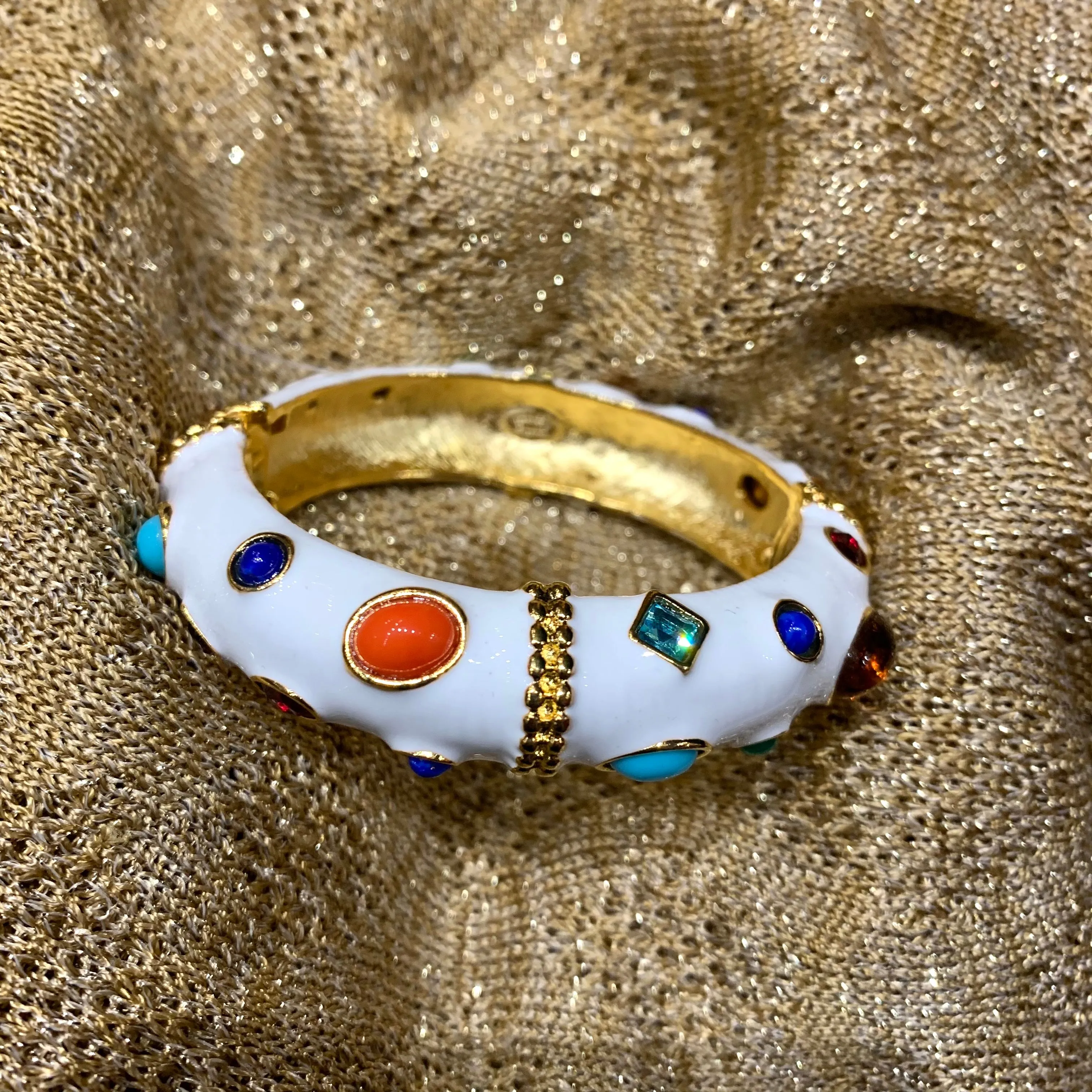 Kenneth Jay Lane white multi coloured bangle