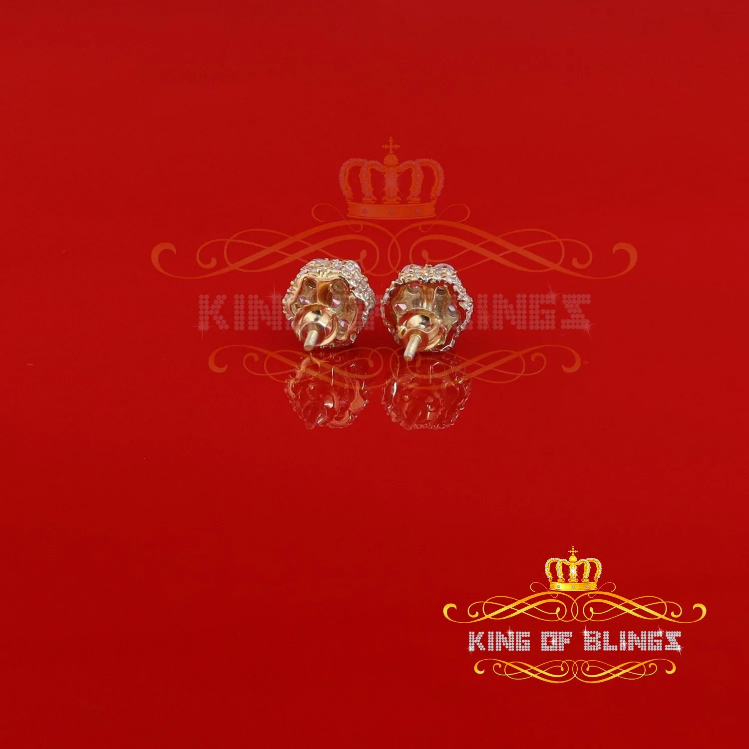 King of Blings- 1.50ct Cubic Zirconia Sterling White Silver For Men's / Women's Round Earrings