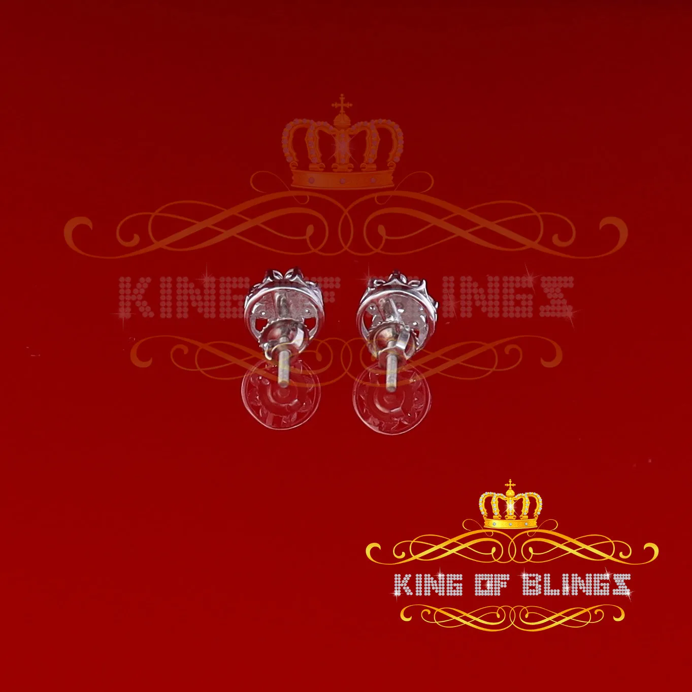 King of Blings- White 925 Silver Cubic 0.14ct Zirconia Women's & Men's Hip Hop Flower Earrings