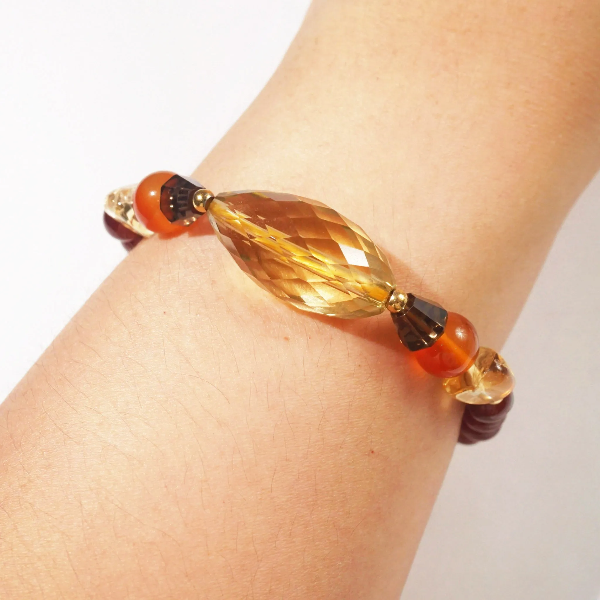 Lemon Quartz, Smoky Quartz, Carnelian, Citrine and Hessonite Garnet