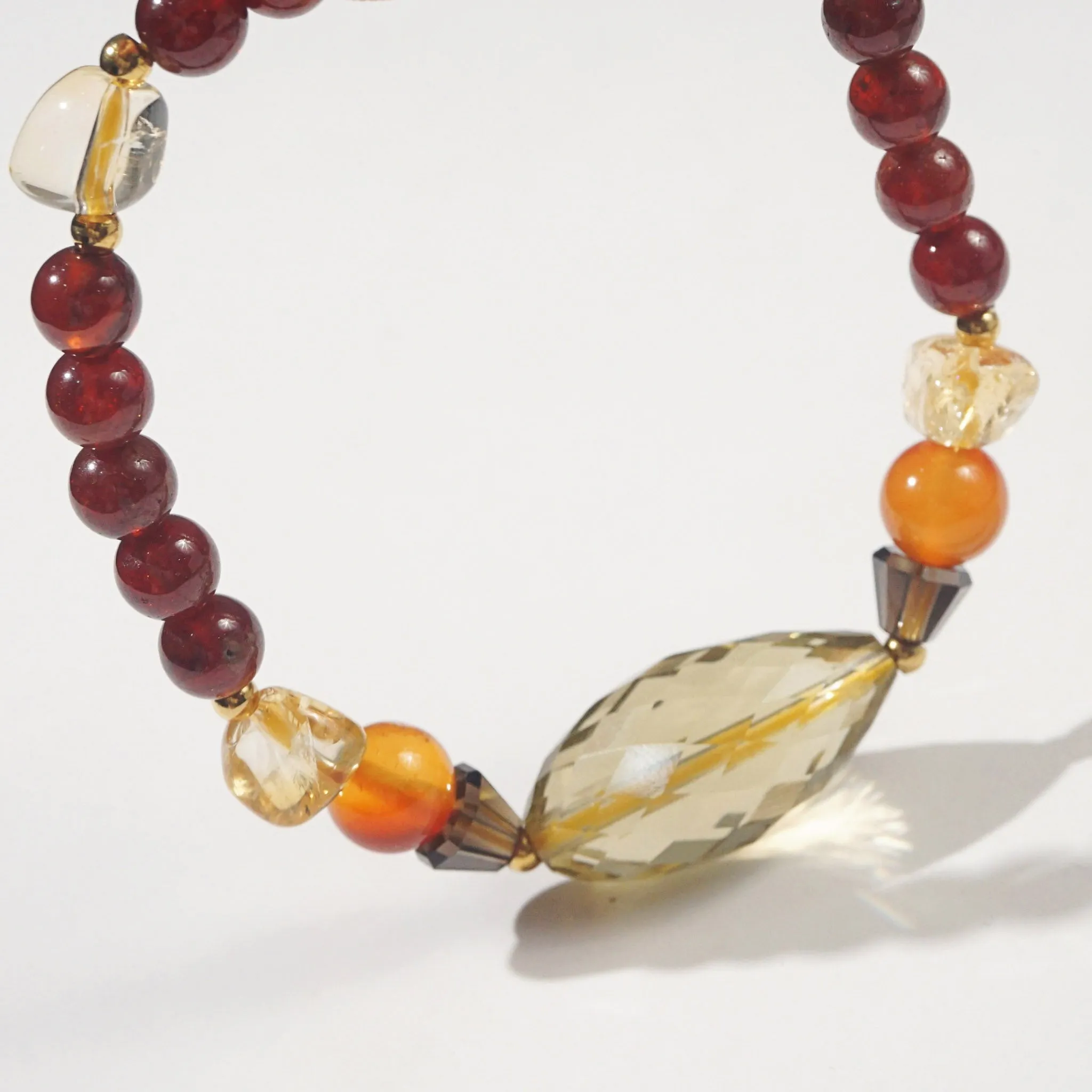 Lemon Quartz, Smoky Quartz, Carnelian, Citrine and Hessonite Garnet