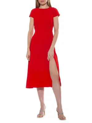 Lily midi dress with high slit Alexia Admor, coral
