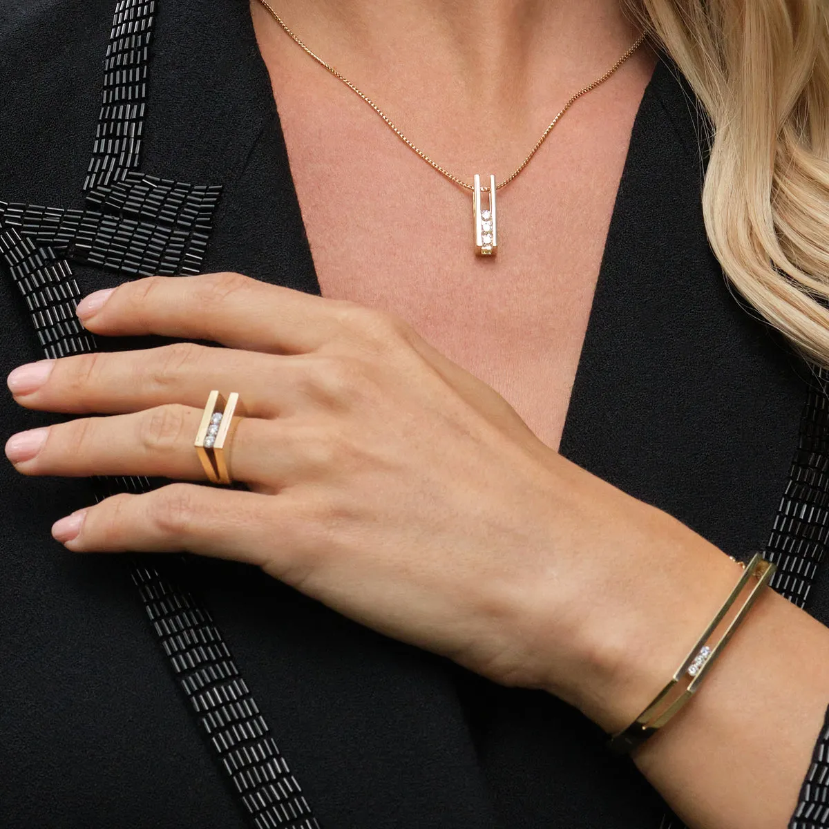 Lines Diamond Hinged Bracelet