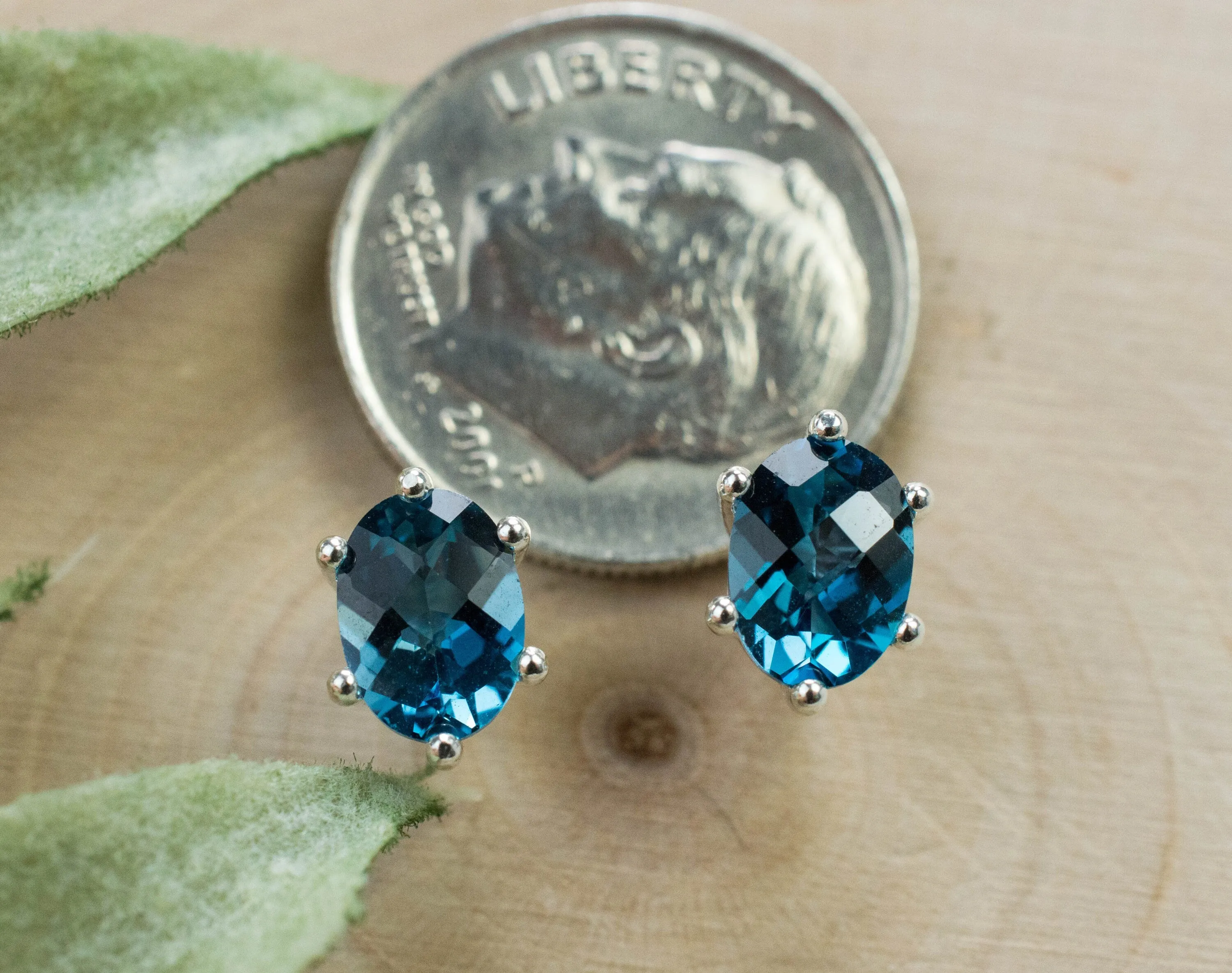 London Blue Topaz Earrings; Genuine Brazilian Topaz; 1.885cts