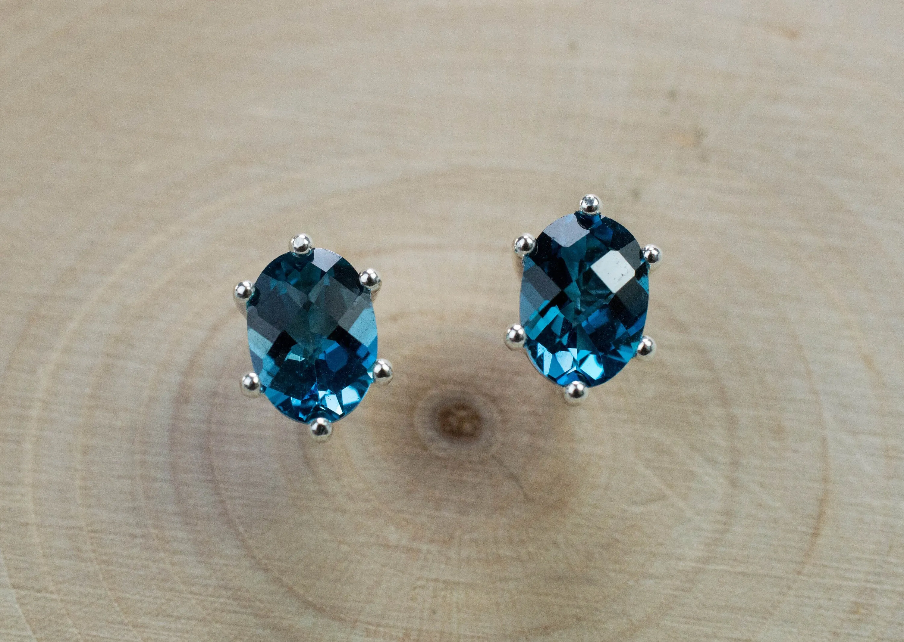 London Blue Topaz Earrings; Genuine Brazilian Topaz; 1.885cts