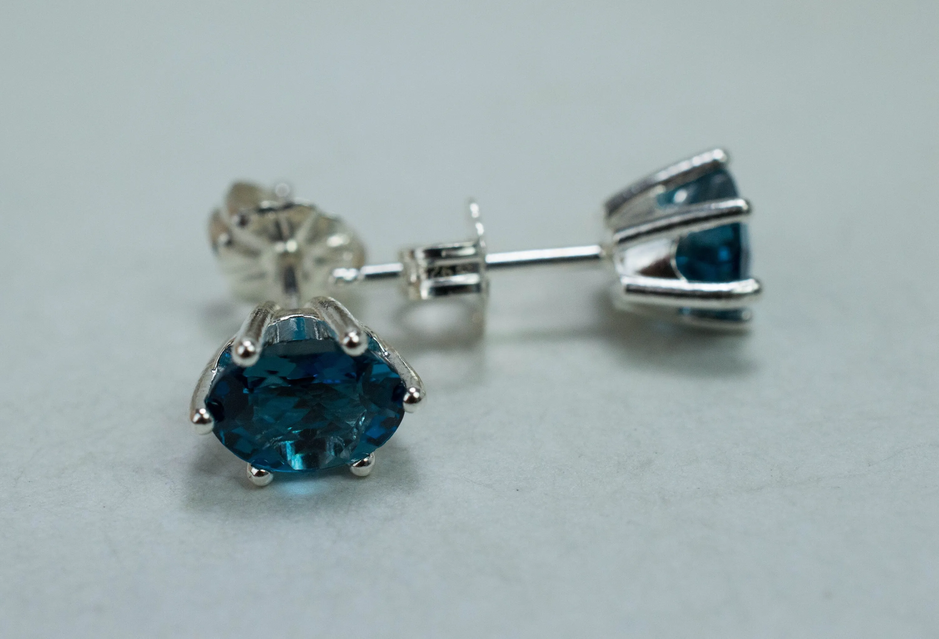 London Blue Topaz Earrings; Genuine Brazilian Topaz; 1.885cts