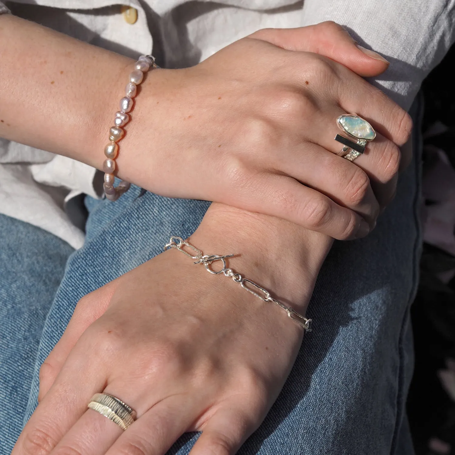 Luminous Biwa Pearl Ring
