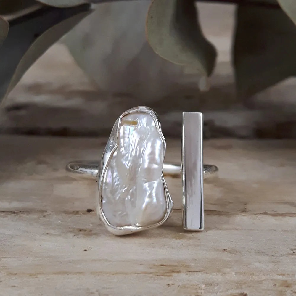 Luminous Biwa Pearl Ring