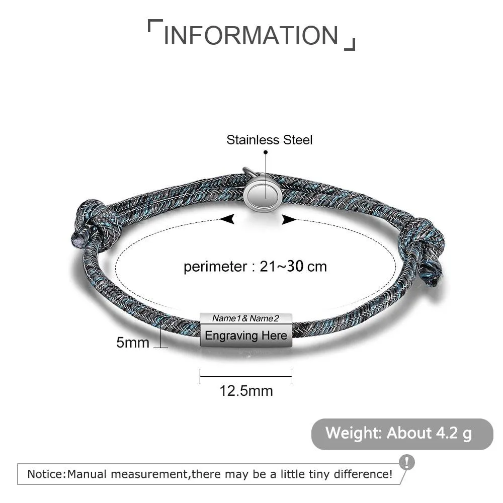 Magnetic Stainless Steel Bracelet Customized Engraved Name Bracelet Everyday Wear Accessory for Women