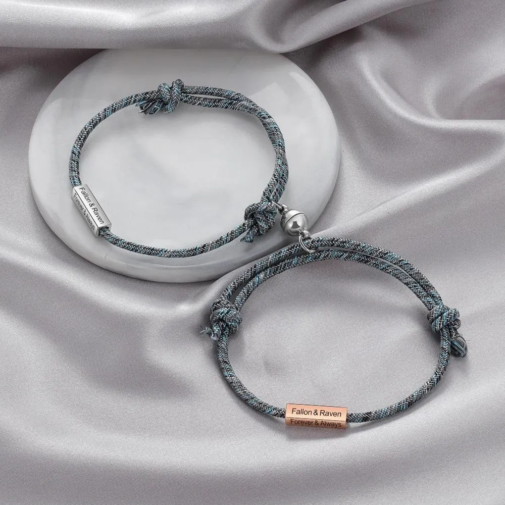 Magnetic Stainless Steel Bracelet Customized Engraved Name Bracelet Everyday Wear Accessory for Women