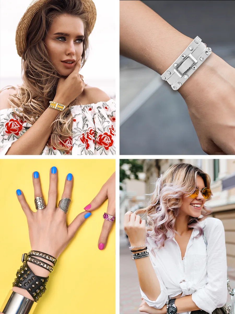 Mandala Crafts Leather Wrap Bracelets for Women & Teens Metal Studded Wrap Leather Bracelet for Women Girls - Multilayer Leather Bracelet for Men