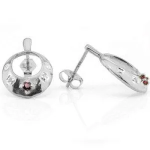 MARVELOUS 0.14 CARAT TW GARNET & GENUINE DIAMOND PLATINUM OVER 0.925 STERLING SI