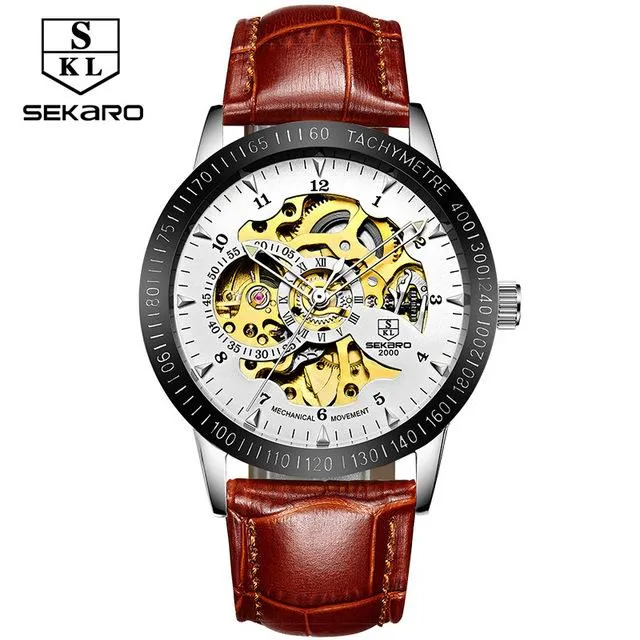 Matte Black Stainless Steel Mechanical Skeleton Watch