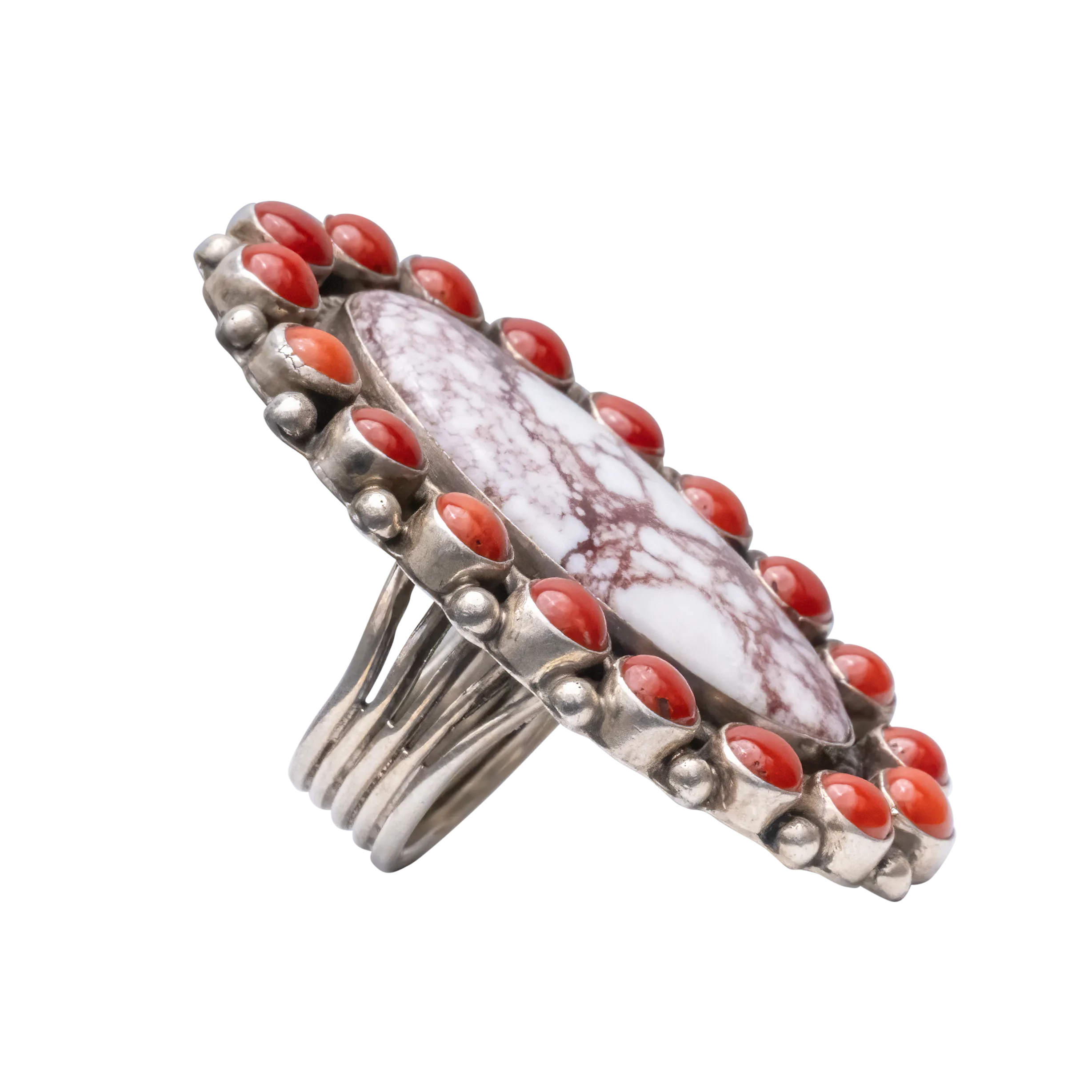 Mediterranean Coral & Wild Horse Turquoise Ring | Geraldine James
