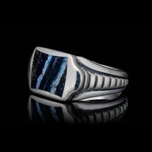 Men's Sleek Blue Mammoth Tooth Ring - Ring 8 Blue MT