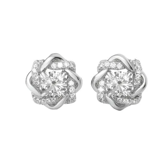 Moonstone Moissanite Stud Earrings in 925 Sterling Silver