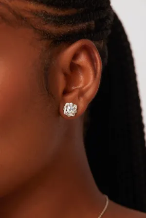 Moonstone Moissanite Stud Earrings in 925 Sterling Silver