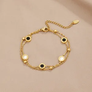 Onyx & White Stone Bracelet