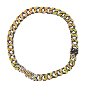 Opal Opal Opal Curb Link Necklace (Multi Volcano)