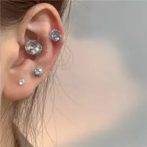 Pcs Medical Stainless Steel Crystal Zircon Ear Studs Piercing 1 Earring