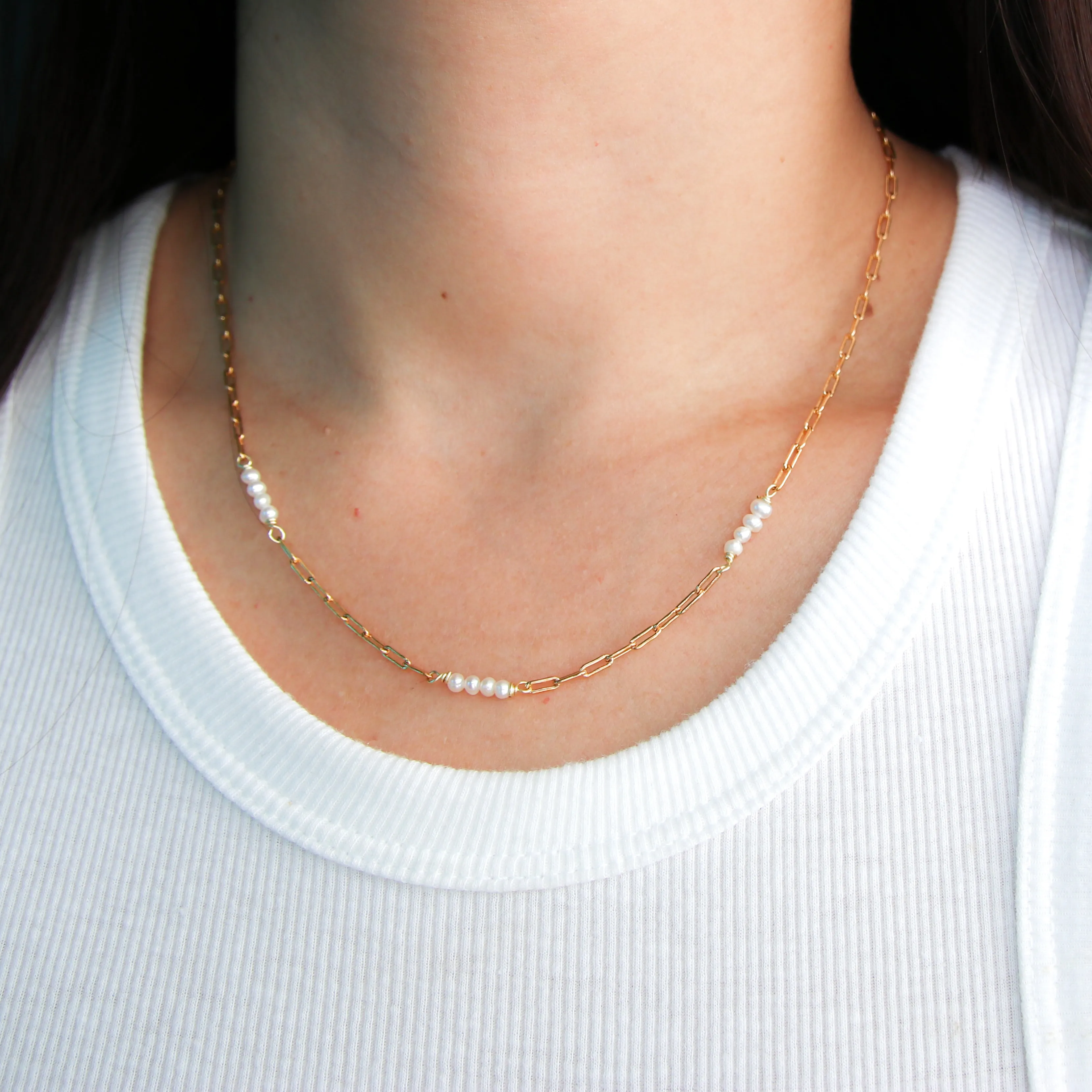 Pearl Cluster Chain Necklace