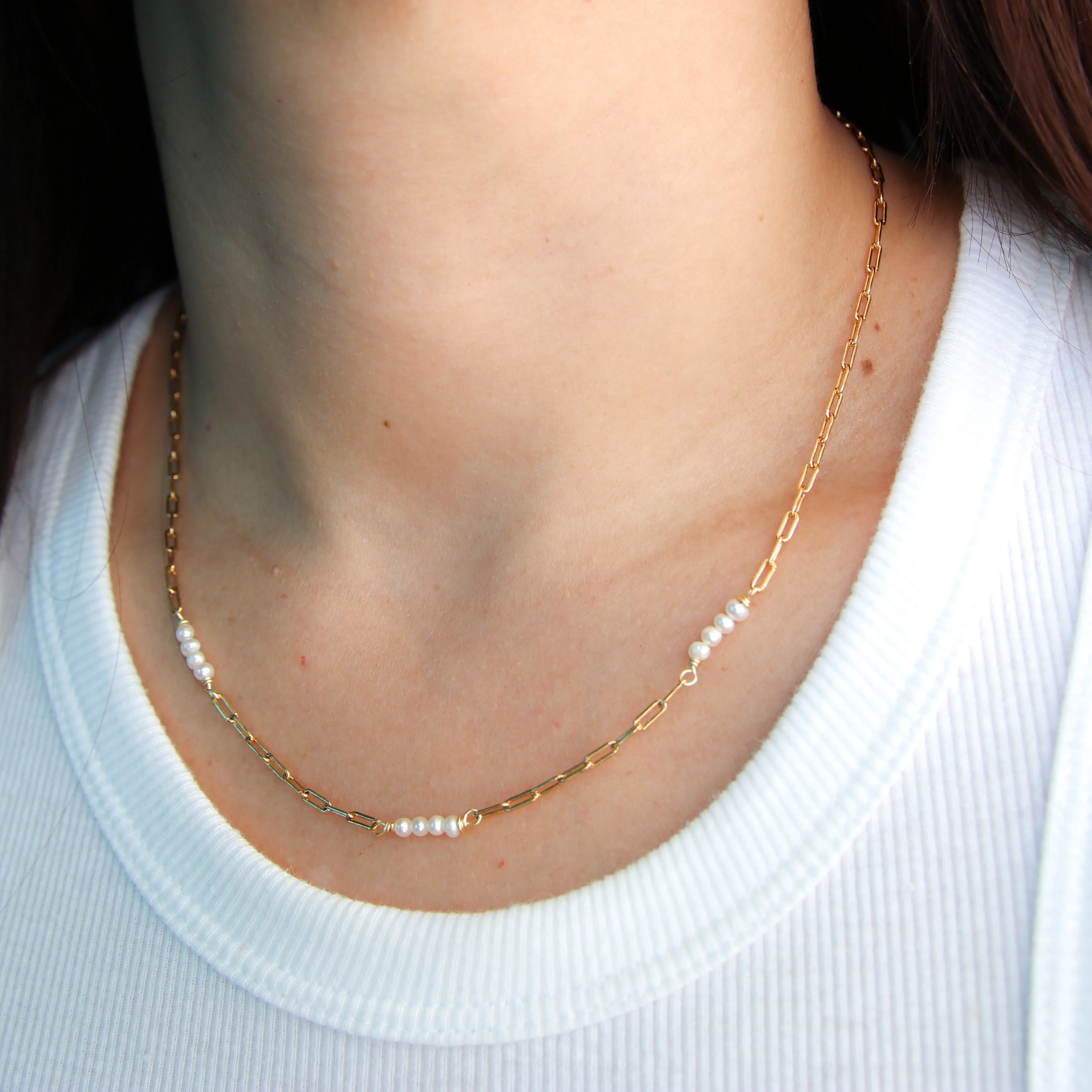 Pearl Cluster Chain Necklace