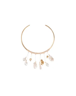 Pearl Hoop Necklace - Gold