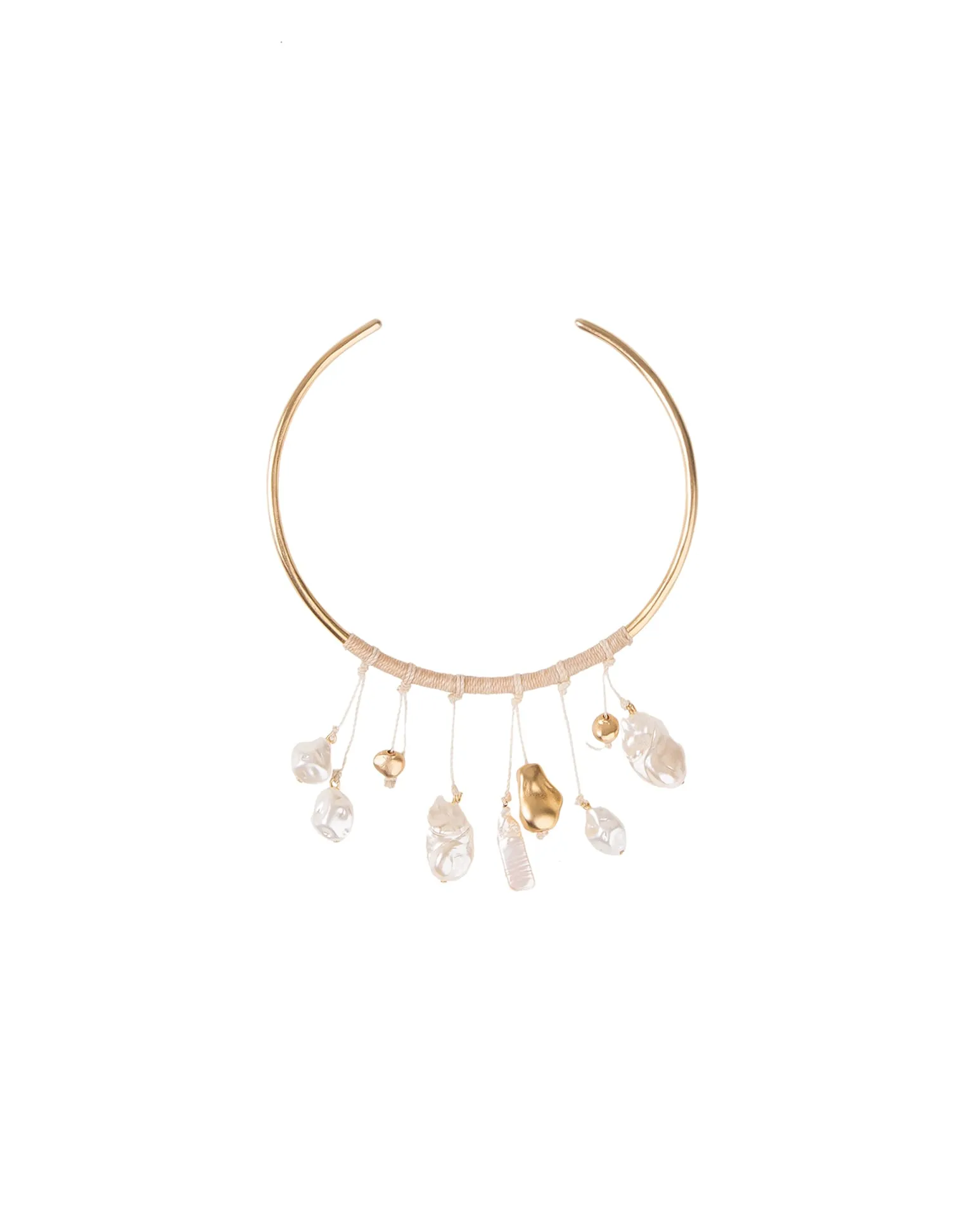 Pearl Hoop Necklace - Gold