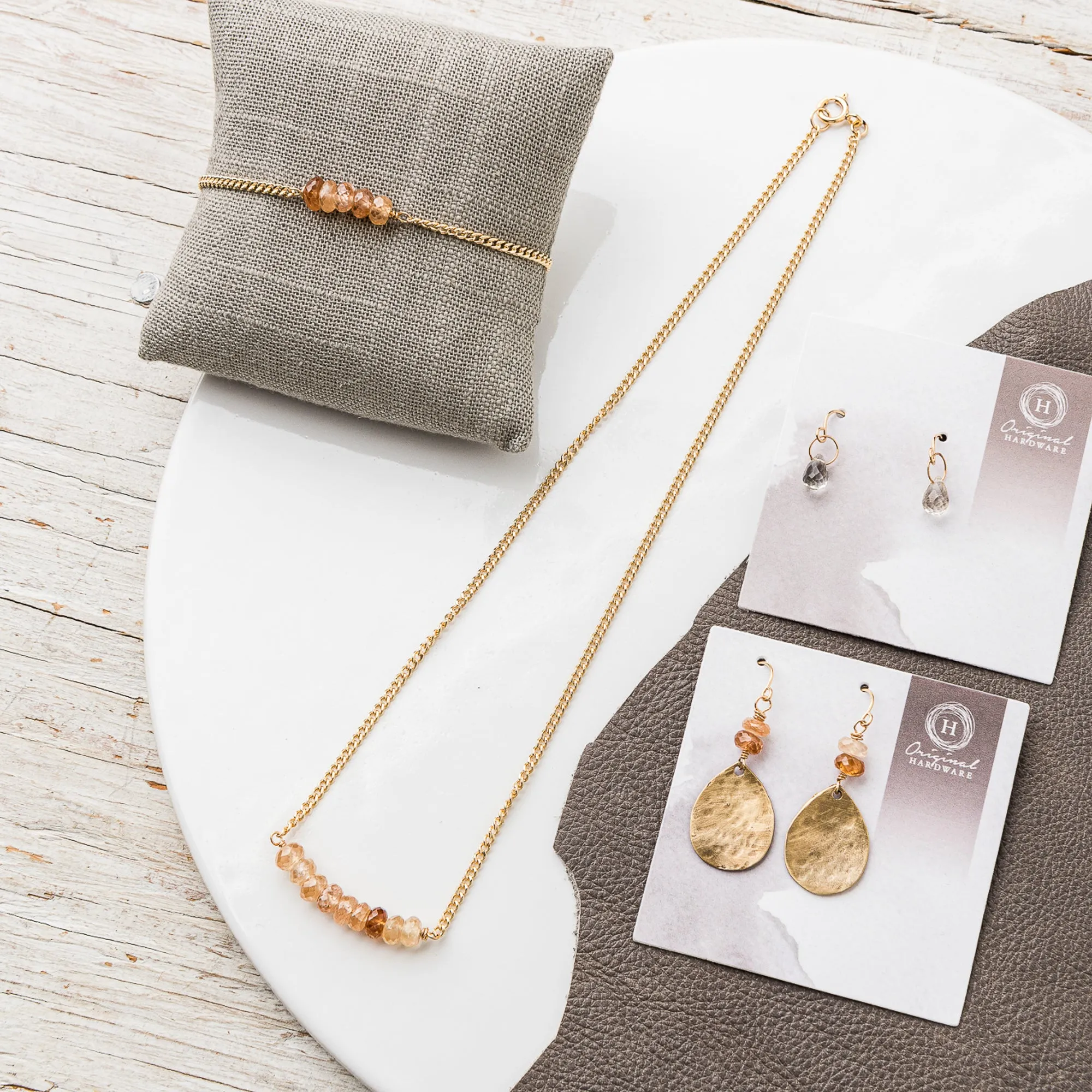 Petite Champagne Zircon Drop Earrings