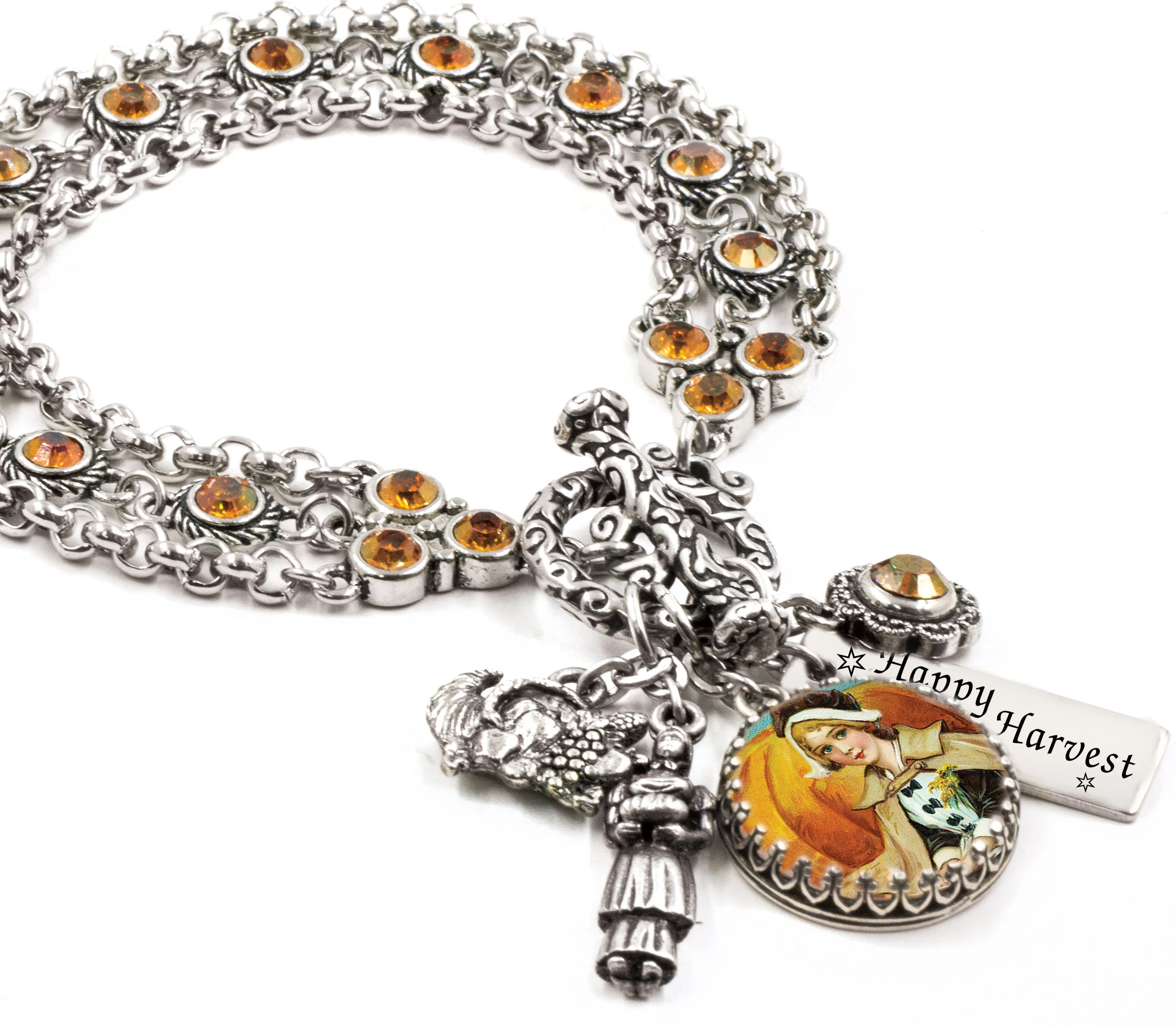 Pilgrim Pumpkin Charm Bracelet