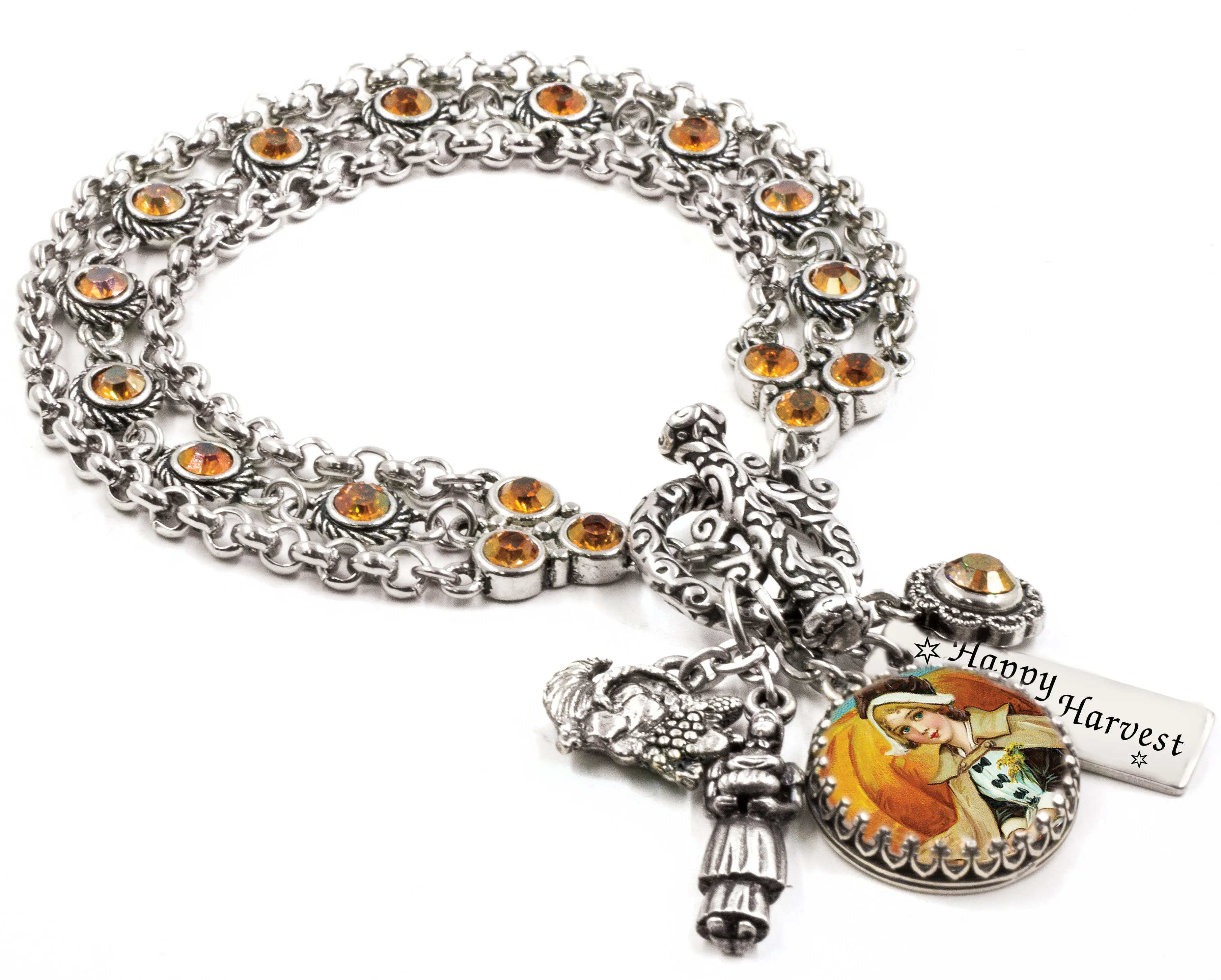 Pilgrim Pumpkin Charm Bracelet
