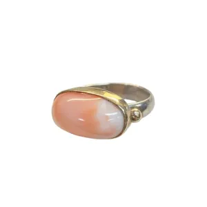 Pink Coral Mixed Metal Ring