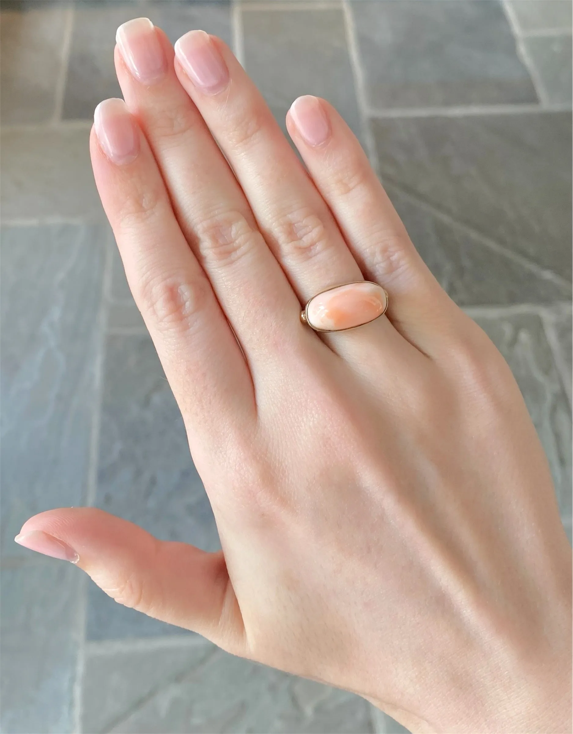 Pink Coral Mixed Metal Ring